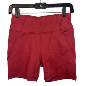 Athletic Works Red Double Pocket Stretch Workout Gym Shorts Women's Size Small